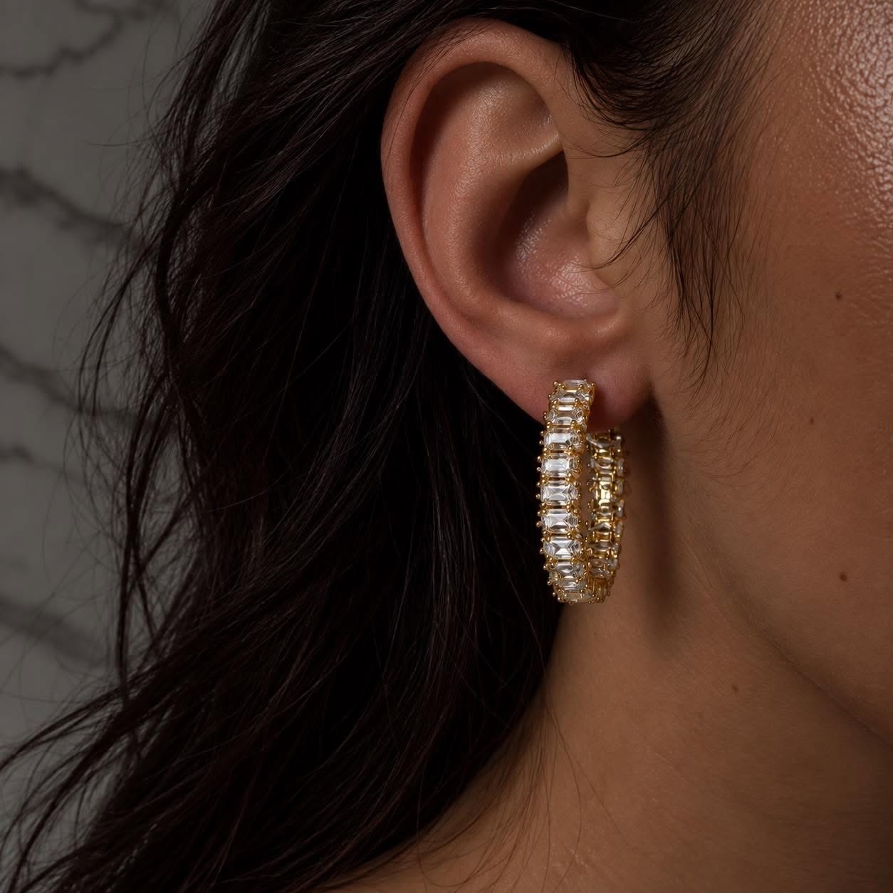 Kolczyki Golden Crystal Hoops - obrazek 2