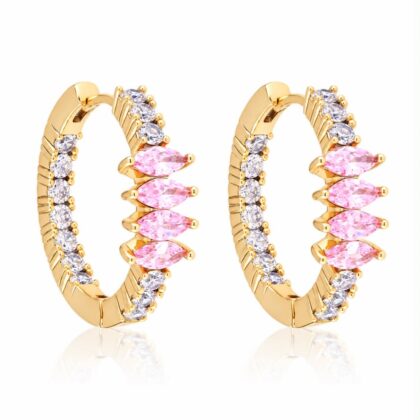 Kolczyki Pink Crystal Huggies